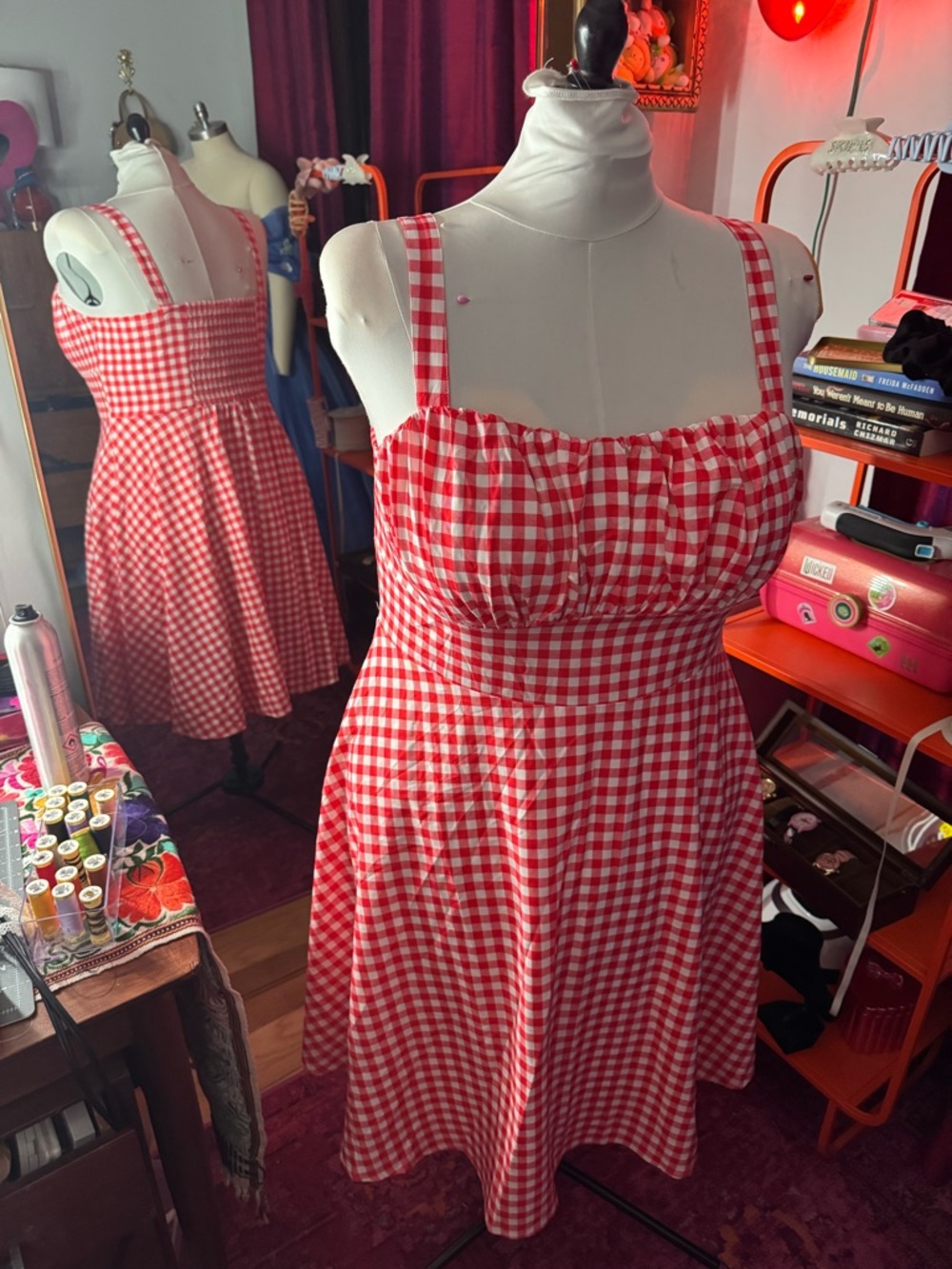 Red Gingham Mini Dress - Classic Sleeveless Sundress
